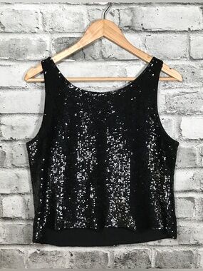 Lafayette 148 New York Sleeveless Jersey Knit Sequin Tank Top. Size 14